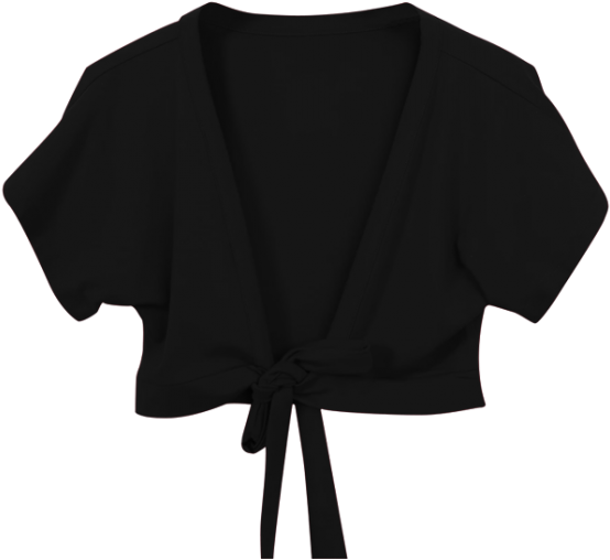 Women's Knot Hem Open Front Cropped Top - Knot Hem Open Front Cropped Top Black (558x744)