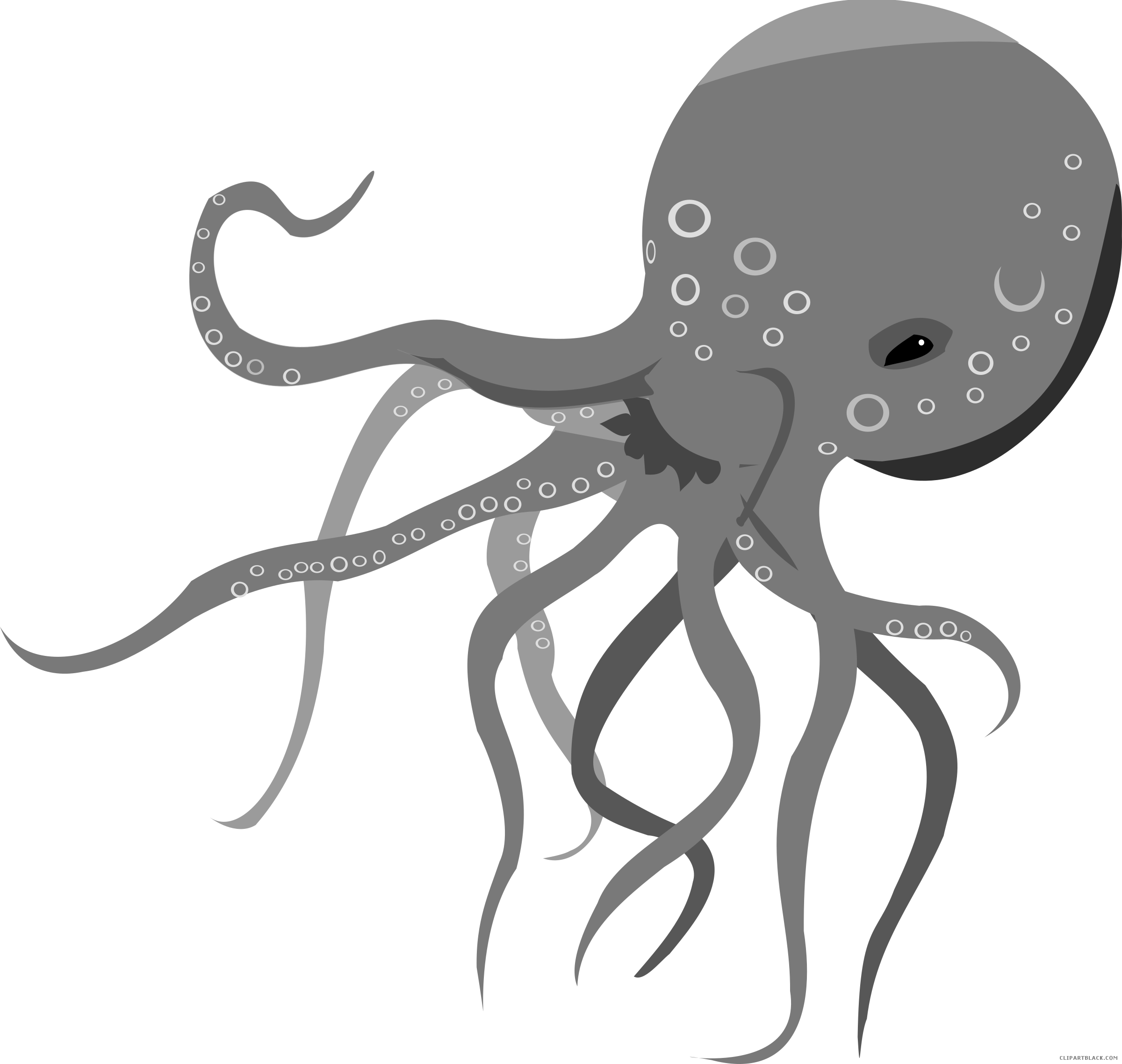 Awesome Octopus Animal Free Black White Clipart Images - Cute Cartoon Octopus Round Ornament (2400x2276)