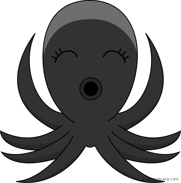 Awesome Octopus Animal Free Black White Clipart Images - Clip Art Squid (627x633)