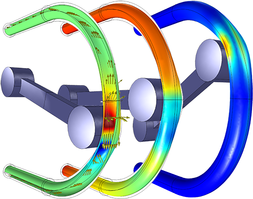 Escoamento, Campo De Pressões E Tensões De Von Mises - Comsol Hyperelastic (550x450)