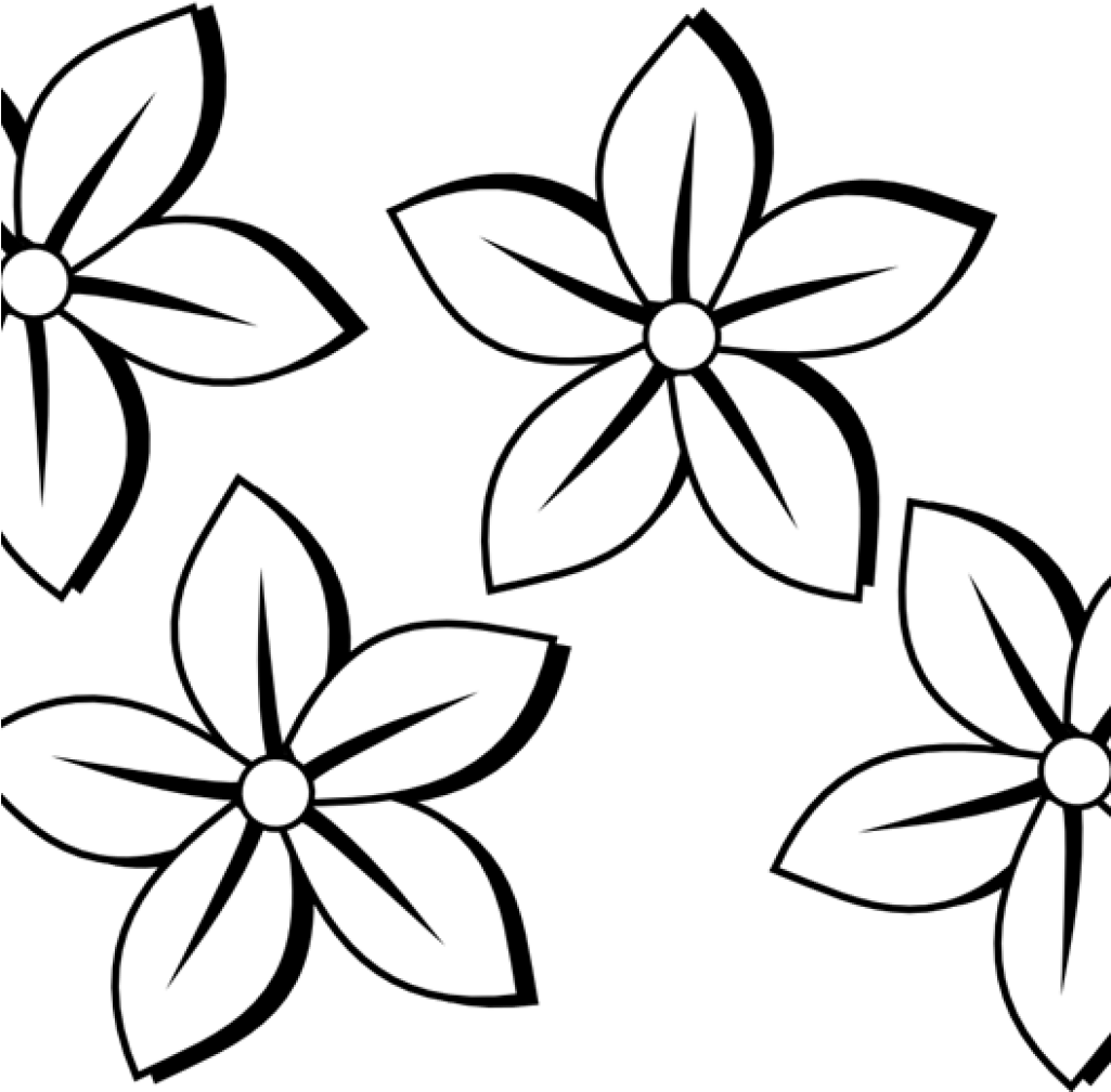 Flower Clipart Black And White Free Flowers Clip Art - Black And White Flower Simple (1024x1024)