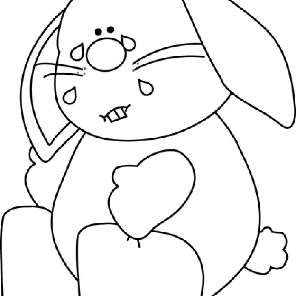 Bunny Clipart Black And White Black And White Sad Bunny - Clip Art (1024x1024)