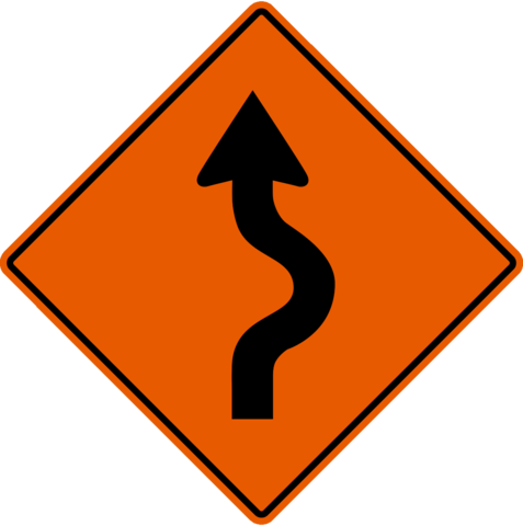 Winding Road Right - Road Work Signs Clipart (477x480)
