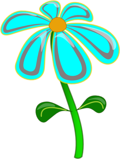 Flower Blue Cartoon Clip Art At Clker - Yellow Flower Clip Art (432x600)