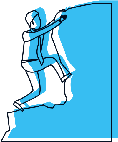 Business Man Trying To Climb To The Top Of Stone Blue - Watercolor Painting (550x550)