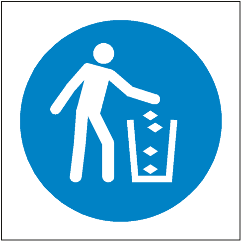 Use Litter Bin Symbol Label Safety-label - Safety Signs For Packing Company (600x600)