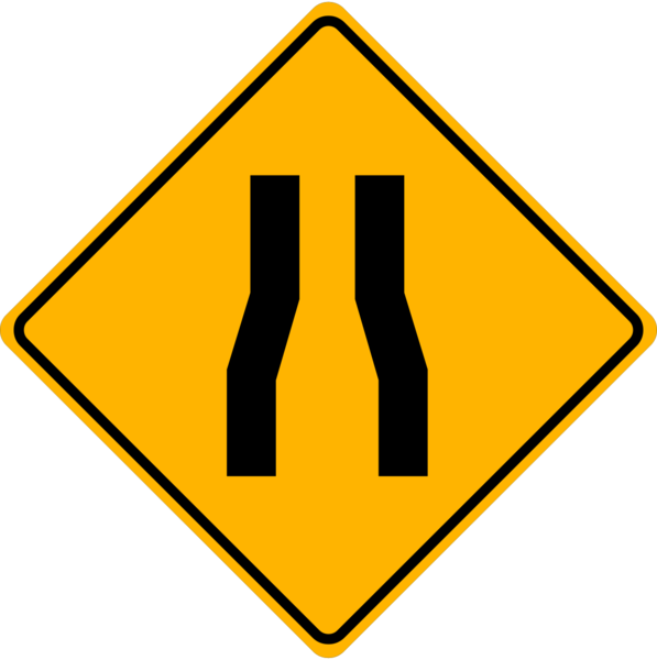 Wa-23 Narrow Road Ahead - Traffic Information Signs - Narrow Road Sign (597x600)