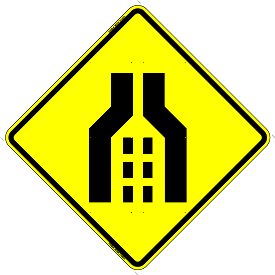 Double Merge Symbol - Two Way Road Sign (551x551)
