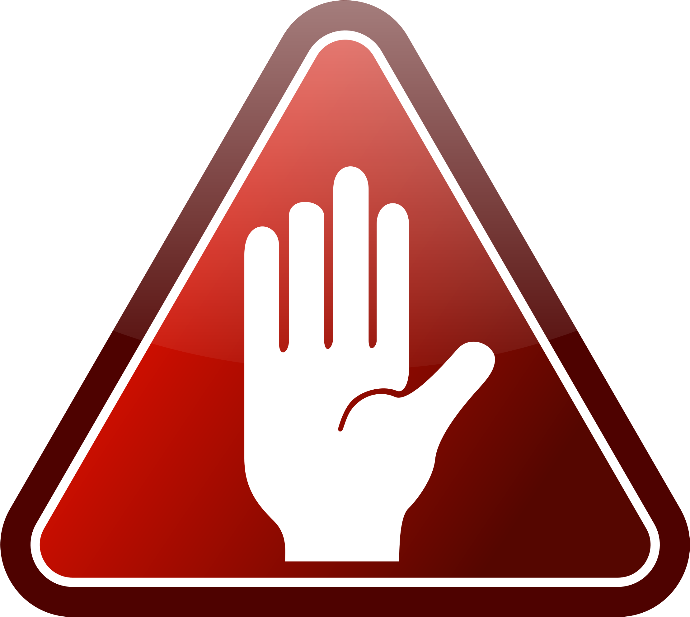 Triangle Clipart Red - Triangle With Hand Traffic Sign (2400x2400)