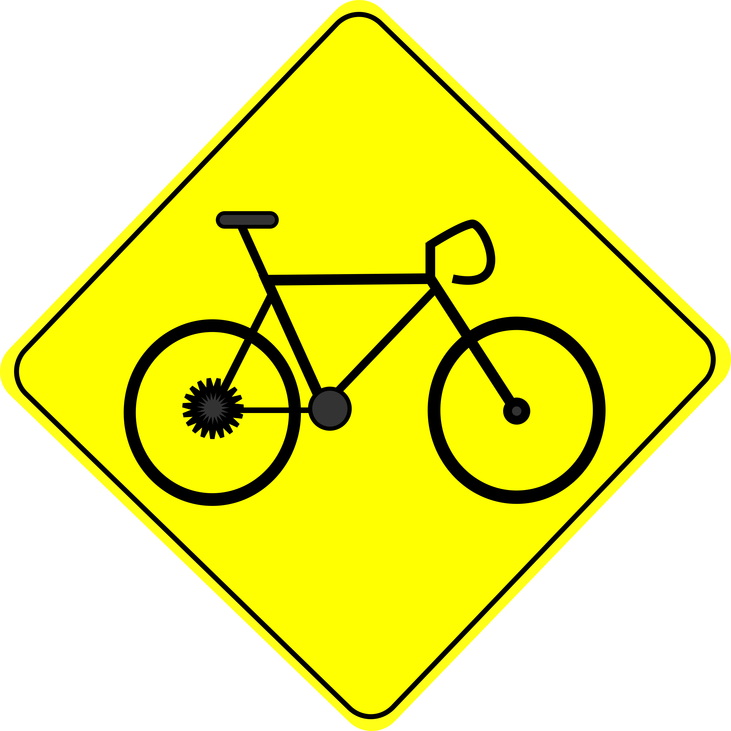 Crossing Caution Road Sign - Bicycle Clip Art (2400x2400)