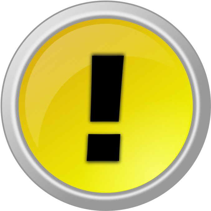 Warning Button Svg Clip Arts 600 X 600 Px - Yellow Exclimation Png (900x900)