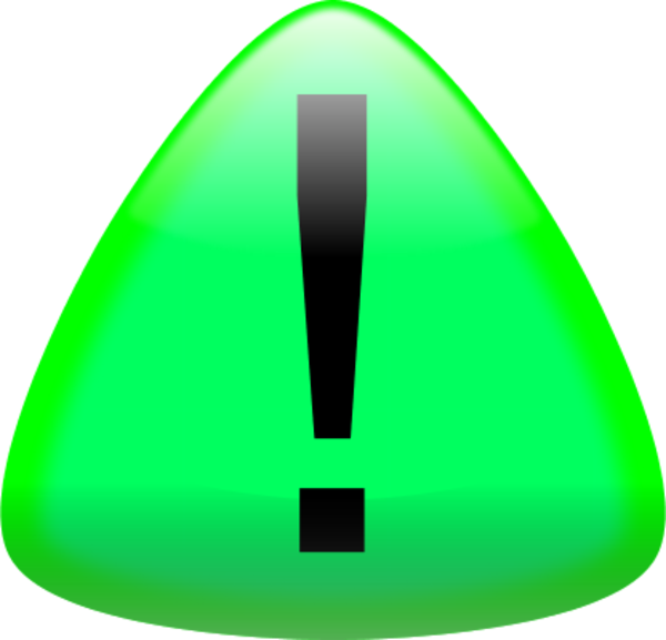 Red Exclamation Mark Clipart - Green Triangle With Exclamation Mark (600x577)