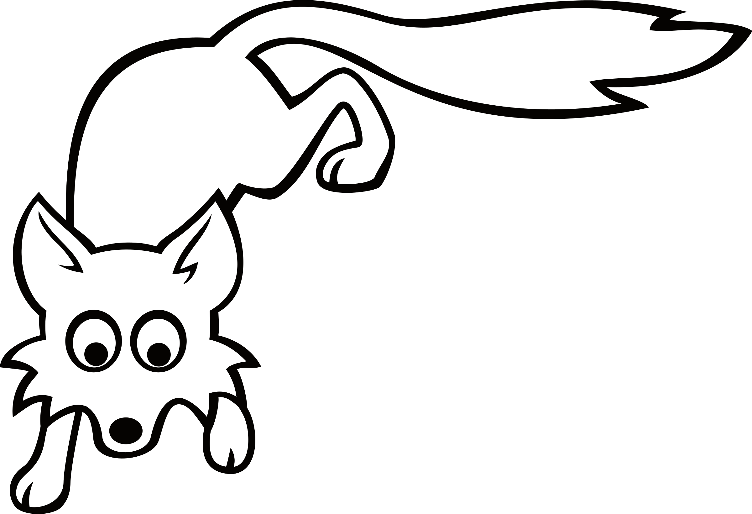 Climbing Fox - Fox Clipart Black And White (2400x1640)