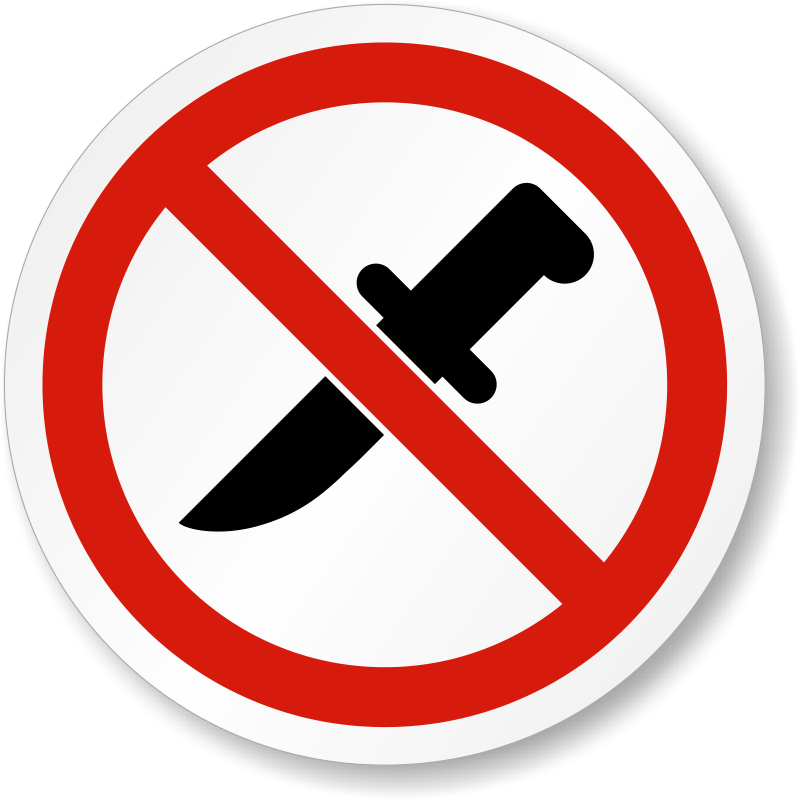 No Knife Allowed Iso Prohibition Safety Symbol Label - Angel Tube Station (800x800)