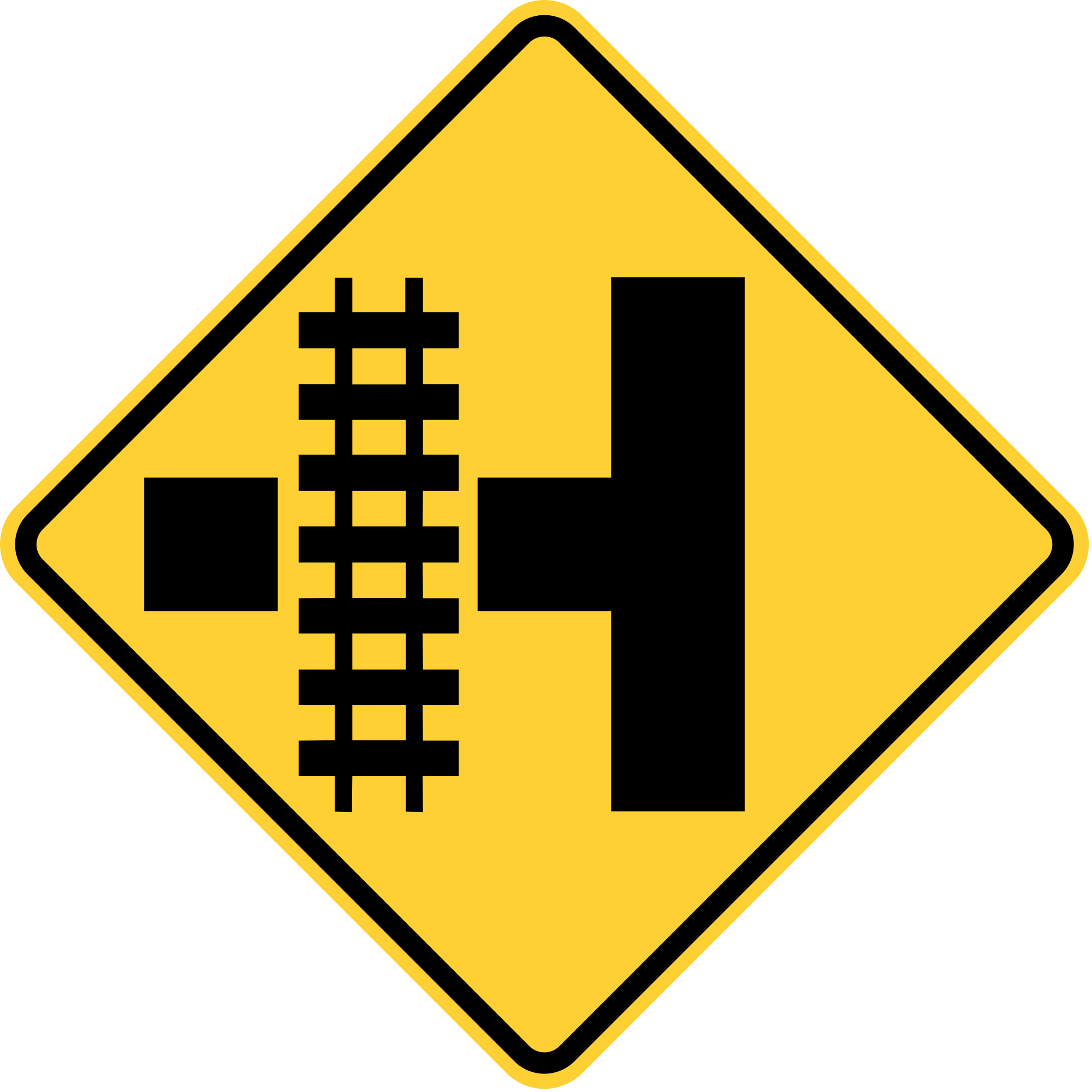 File - Mutcd W10-3l - Svg - Side Road At A Railroad Crossing Sign (2000x2000)