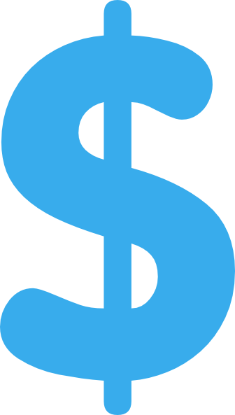 Blue Dollar Sign Clipart Kid - Dollar Sign Blue Png (336x593)