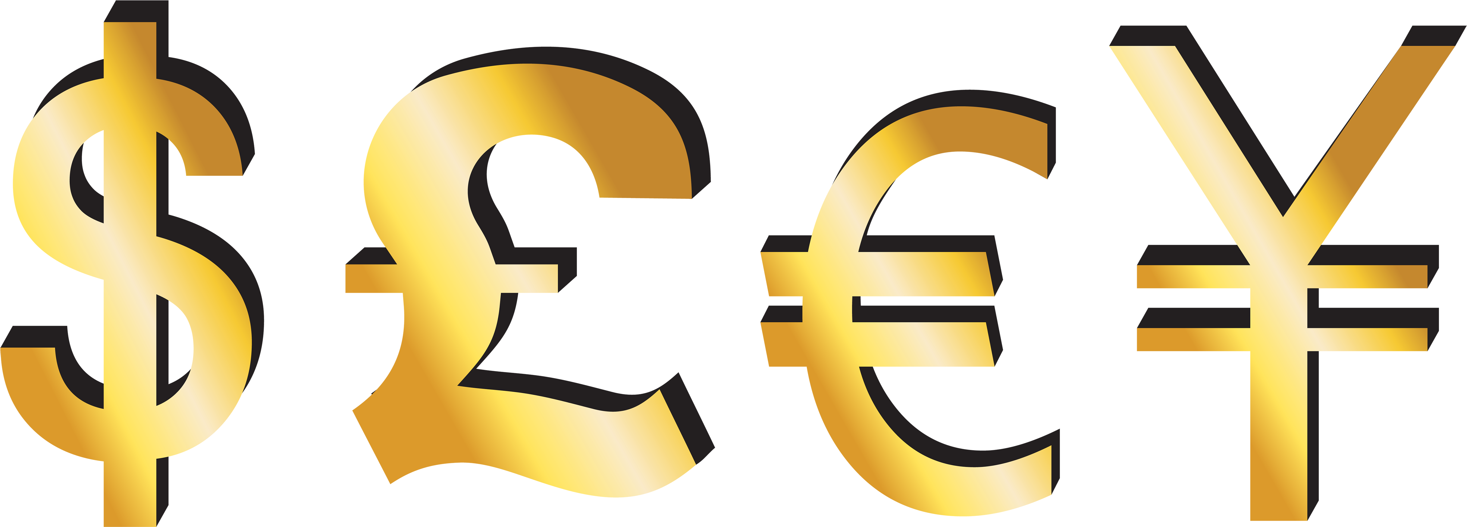 Dollar Pound Euro Yen Signs Png Clipart - Dollar Euro Sign Png (5000x1798)