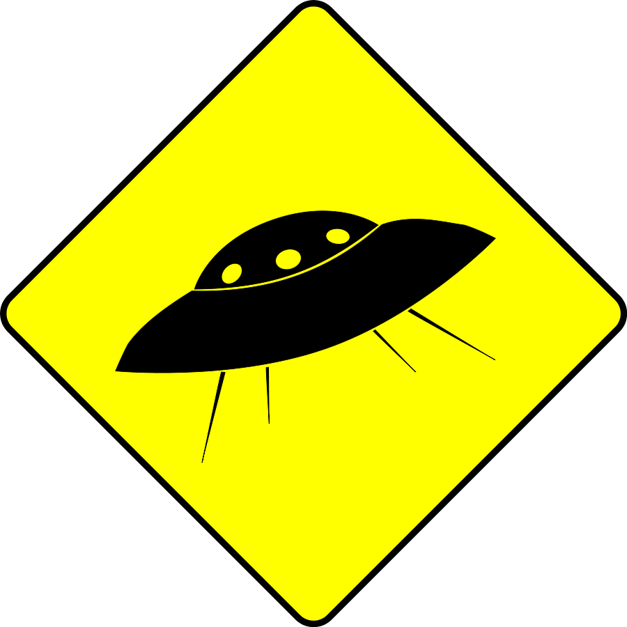 File - Caution Ufo - Svg - Road Sign With Car (900x900)