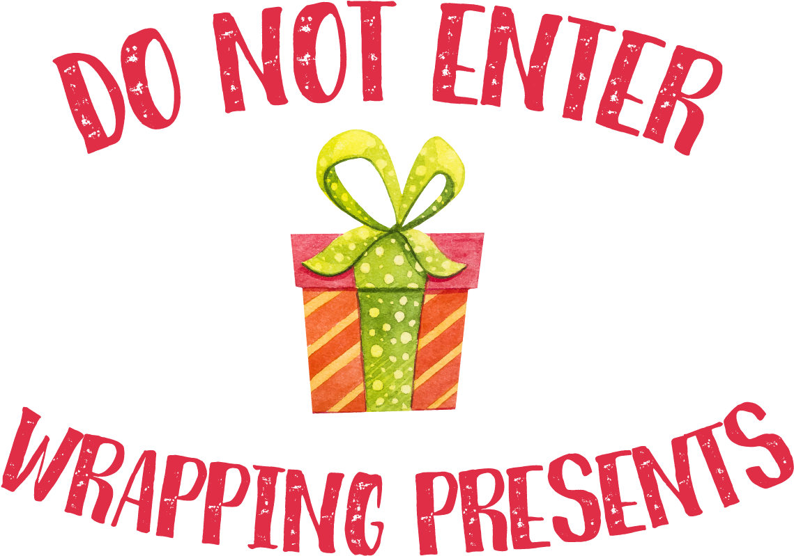 Wrapping Room Door Sign - Weihnachtsgeschenke, Strümpfe, Kiefern-kegel 2 Blätter (1310x832)