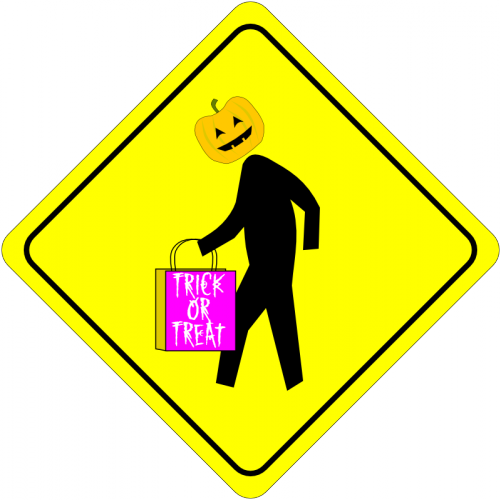 Halloween Pedestrian Caution Sign Vector Clip Art - Road Signals In Sri Lanka (500x500)