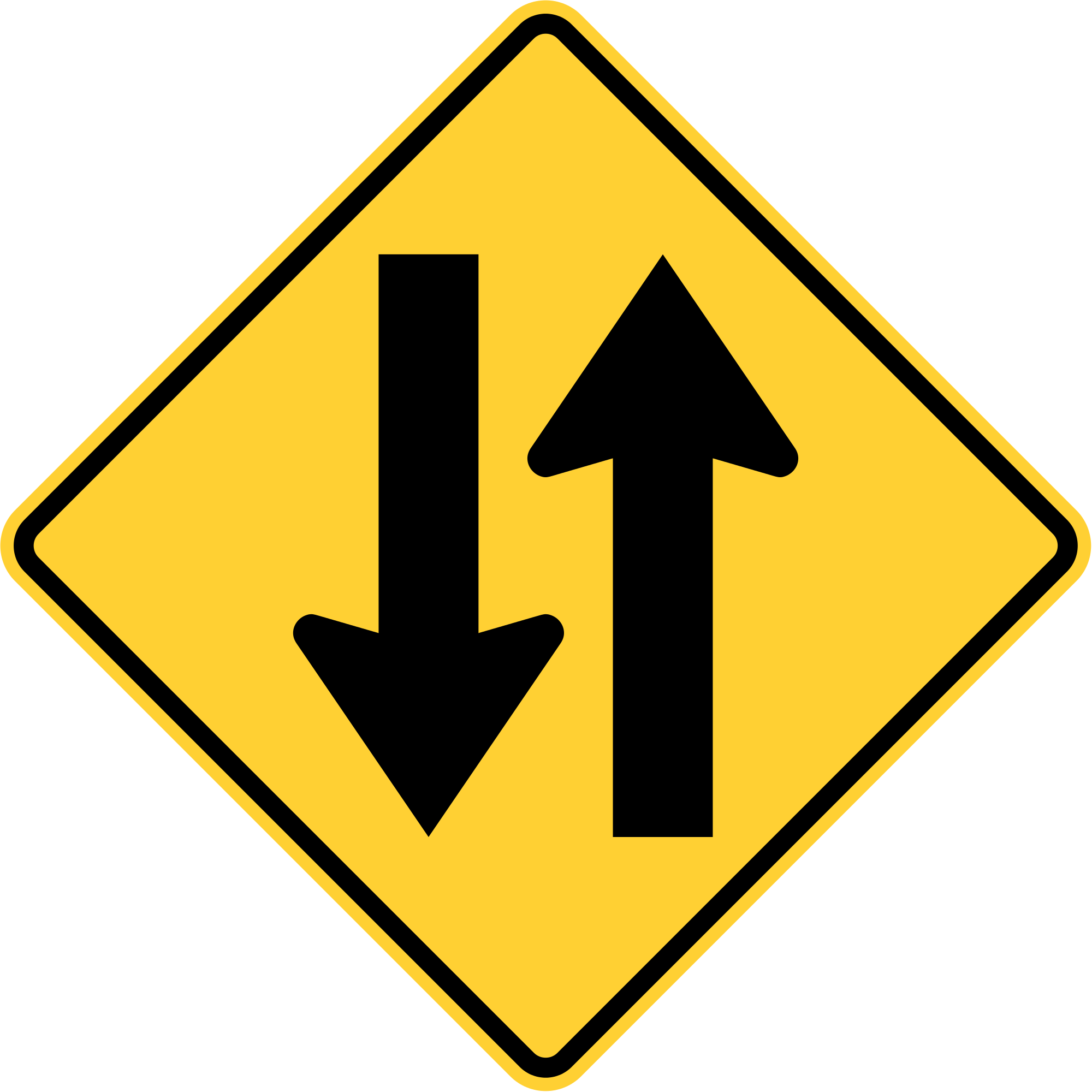 Open - Two Lane Traffic Sign (2000x2000)