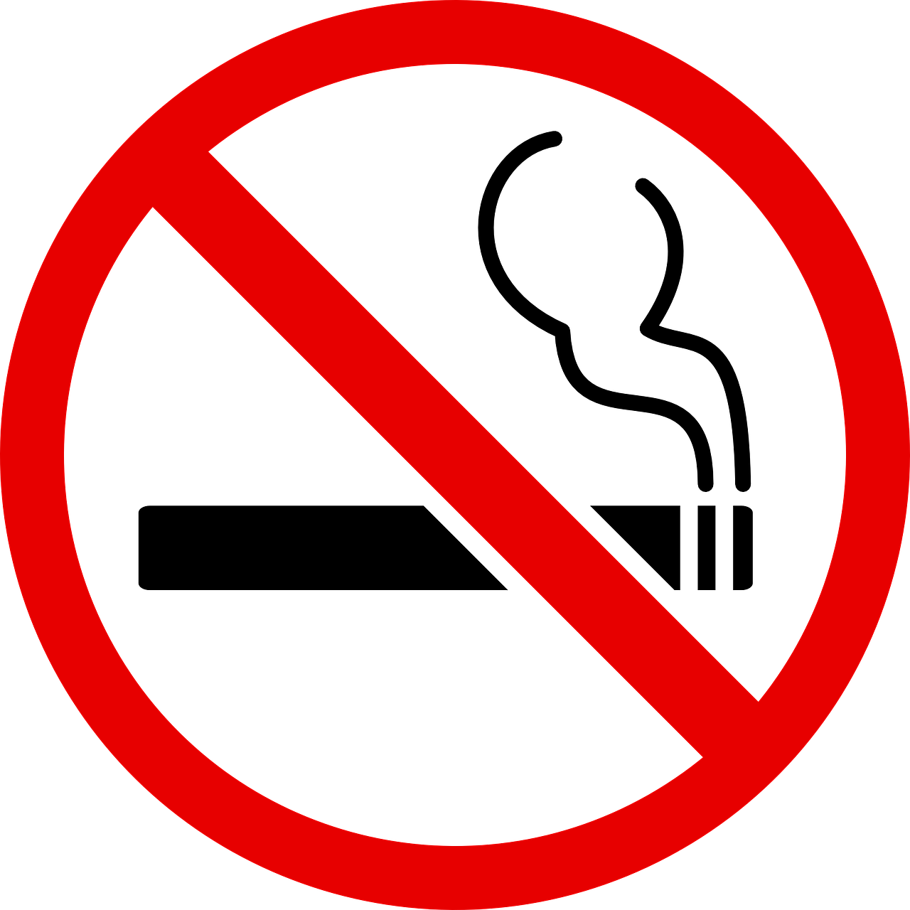 Blank Warning, Symbol, No, Smoking, Cigarette Png Images - Red No Smoking Sign (1280x1280)