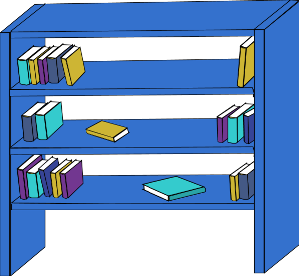 Bookcase Vector Clip Art - School Bookcase Clipart (600x553)