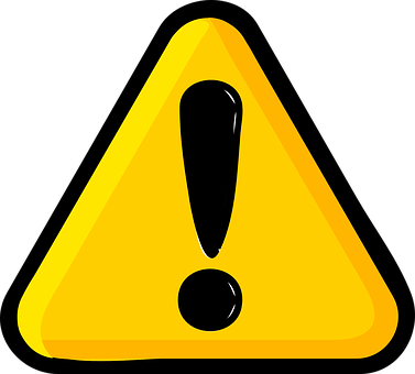 Attention Exclamation Mark Sign Caution Da - Attention Png (377x340)
