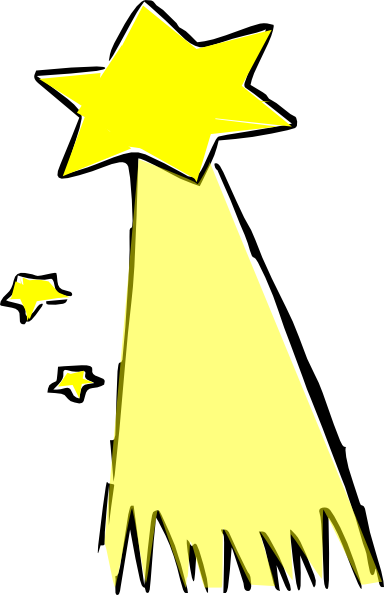 Yellow Shooting Stars Clipart - Shooting Star Clipart (384x595)