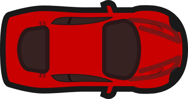 Red Car - Car Clipart Top View (600x316)