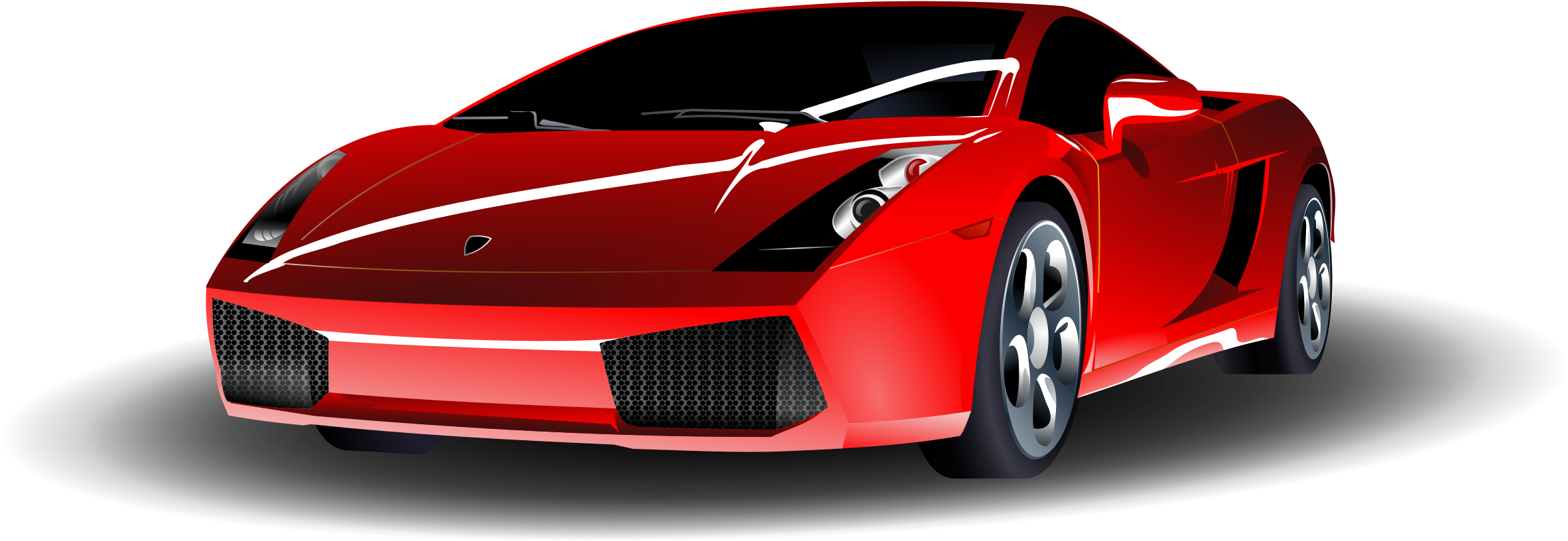 File - Red Lamborghini - Svg - Sports Car Clipart (2400x938)