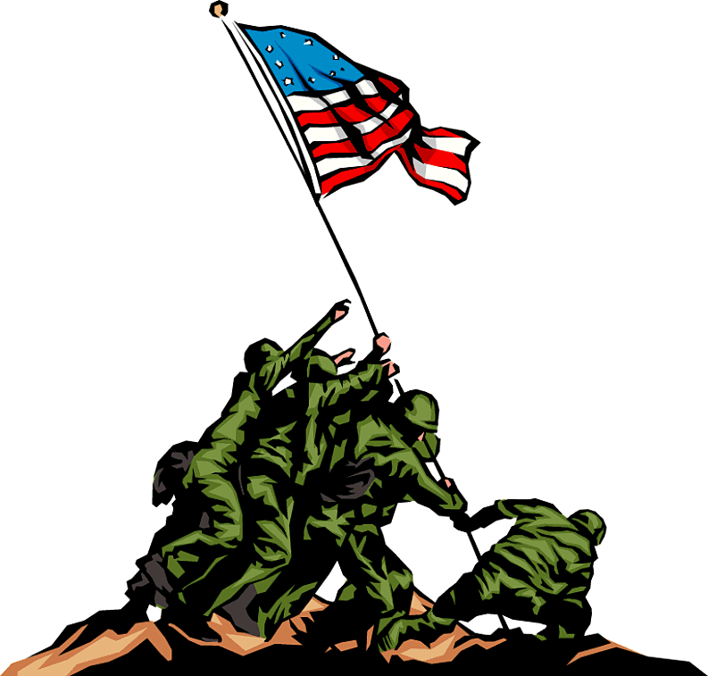 Free Veterans Day Clip Art In Vector Format 3 - Soldiers Putting Up American Flag (793x757)