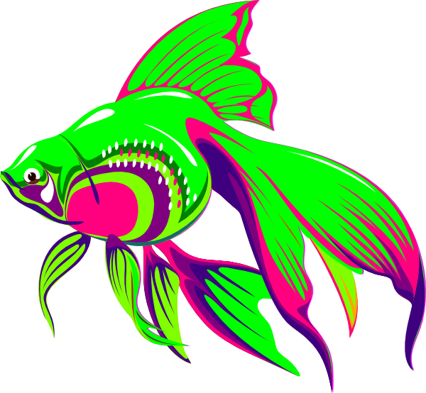 Goldfish Clipart Rainbow - Neon Fish Clip Art (600x554)
