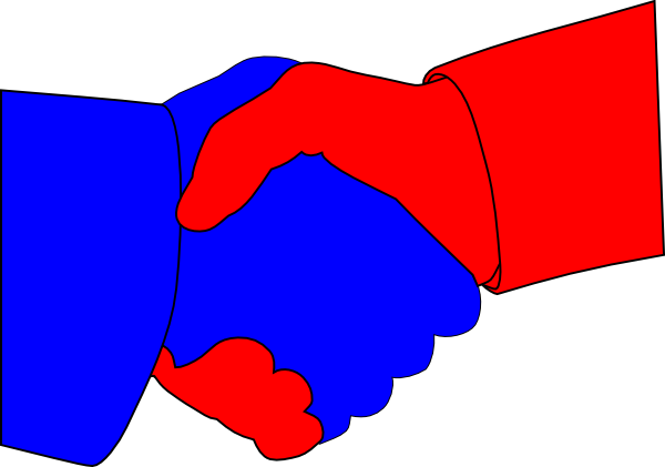 Hand Shake Svg Clip Arts 600 X 421 Px - Blue And Red Hands (600x421)