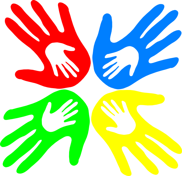 Four Colored Hands 45 Degree Svg Clip Arts 600 X 581 - Four Colored Hands 45 Degree Svg Clip Arts 600 X 581 (600x581)