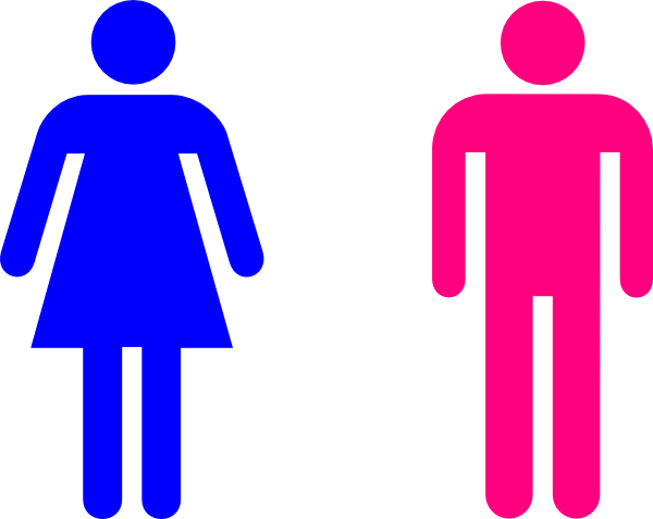 Pink People Blue Woman Png Clip Art - Pink And Blue People (600x477)