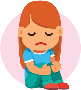 Sad Child Clipart Png - Cartoon Sad Girl Sitting (360x397)