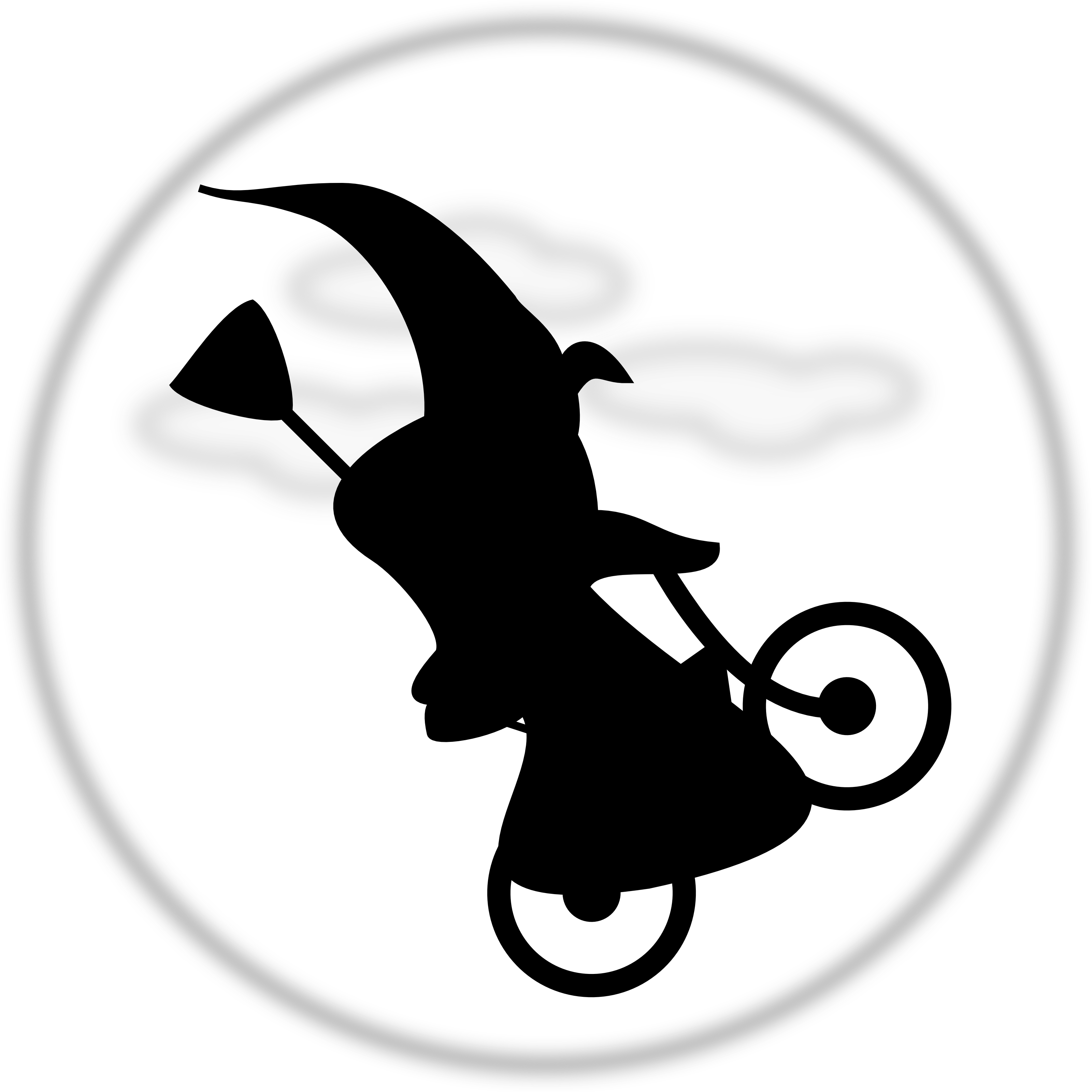 Silhouetted Witch Flying On A Bicycle - Brujas En Cicla (3200x3200)