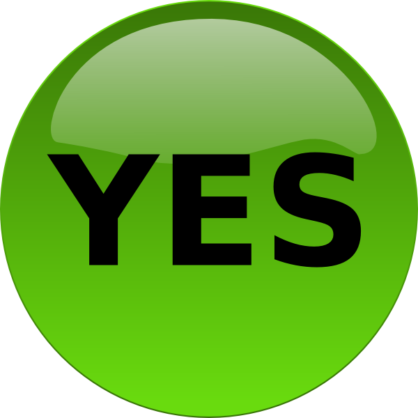 Yes Button Clip Art - Yes Button Transparent (600x600)