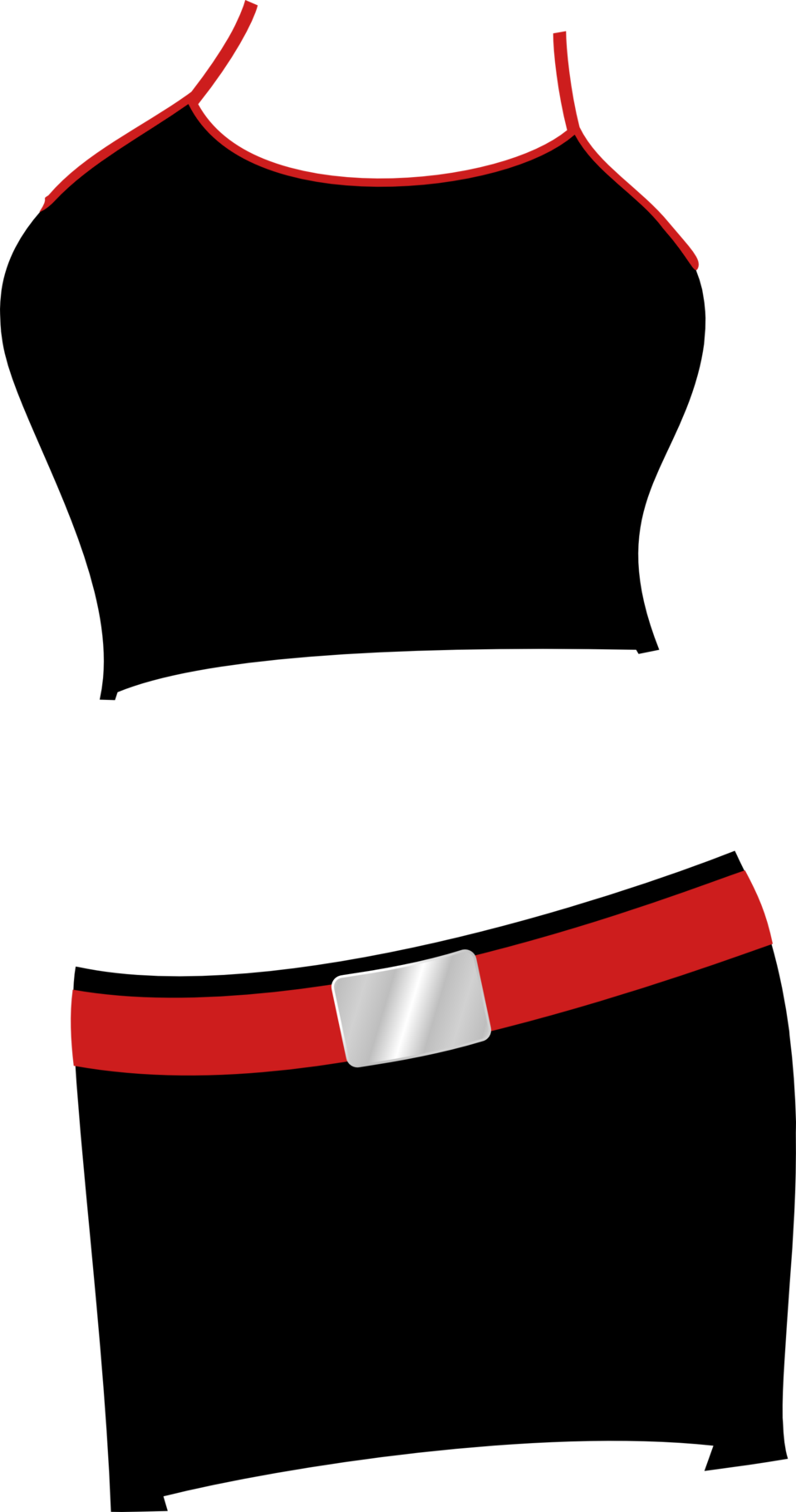 Top And Skirt - Short Skirt Clip Art (958x1819)
