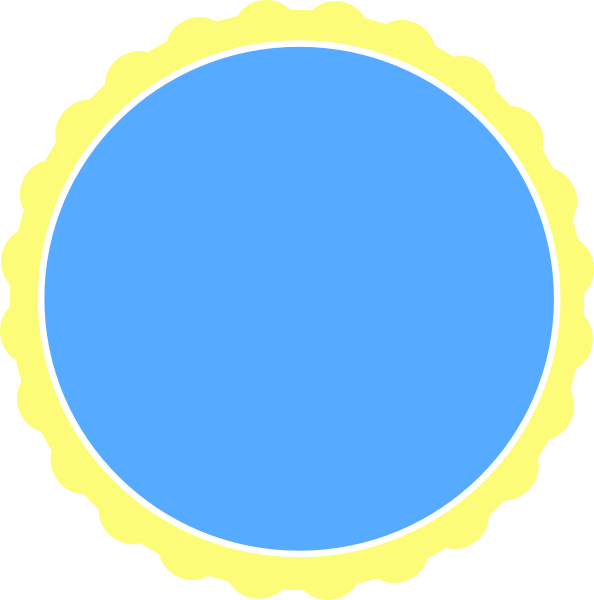Original Png Clip Art File Yellow & Blue Scallop Circle - Scalloped Circle Frame Clip Art (594x600)
