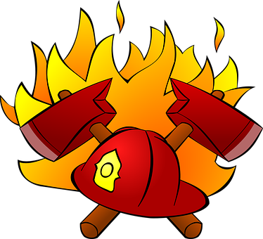 Feuerwehr Axt Wappen Feuer Hut Symbol Flam - Firefighter Clipart (374x340)