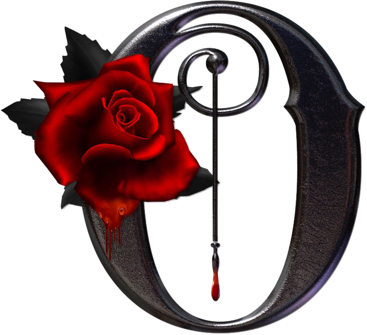 Gothic Rose Png Transparent Image - Letra O Gotica Mayuscula (736x673)