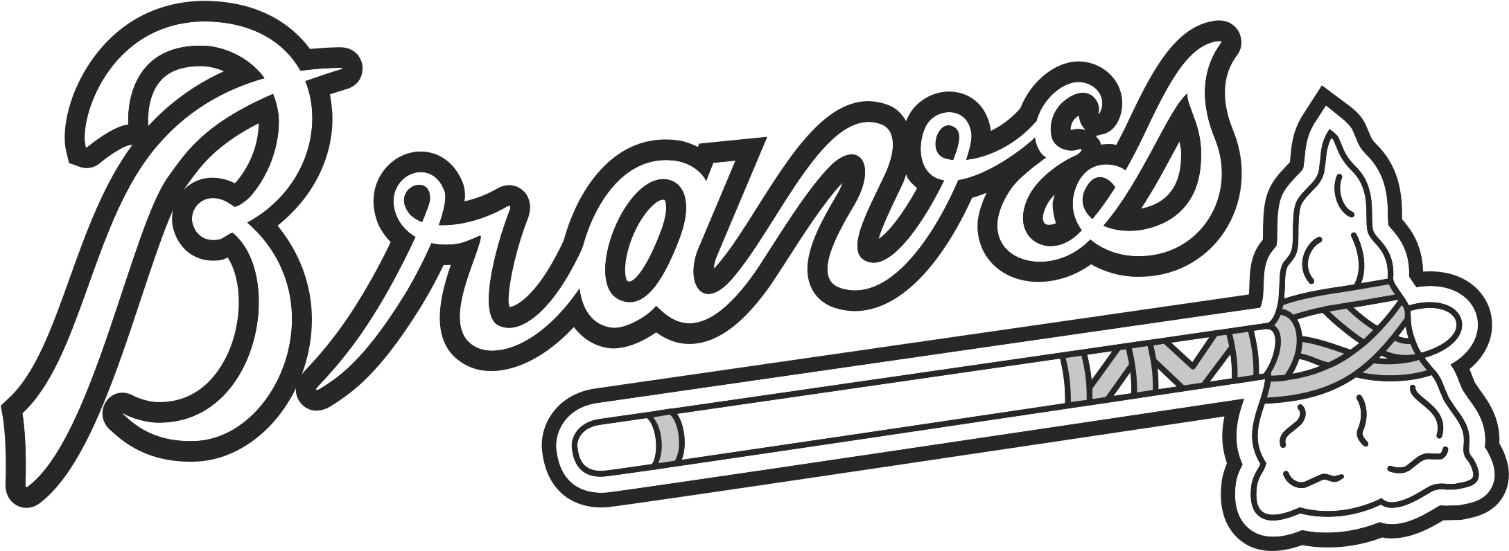 Atlanta Braves Logo Png Transparent Amp Svg Vector - Atlanta Braves Logo Black And White (2400x1100)