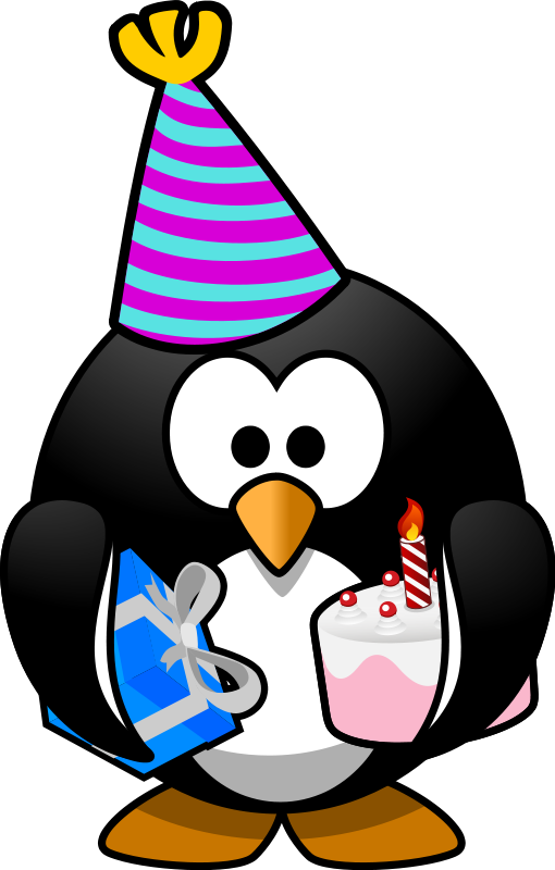 Penguin Clipart Public Domain - Penguin With Party Hat (510x800)