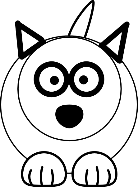 White Wolf Clipart Public Domain - Cartoon Animals Black And White (444x600)