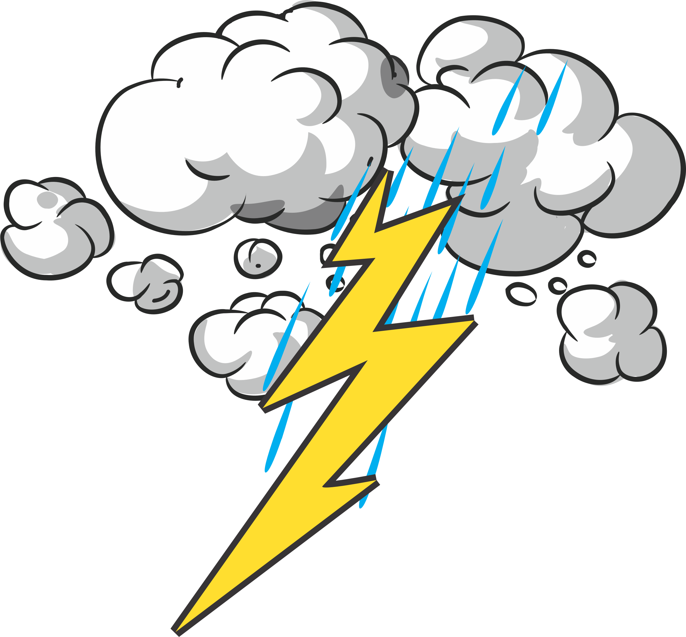 Big Image - Thunder And Lightning Clipart (2400x2228)