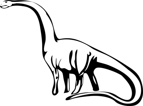 Dinosaur Silhouette Vector Clip Art Public Domain Vectors - Dinosaur Long Neck Drawing (500x373)