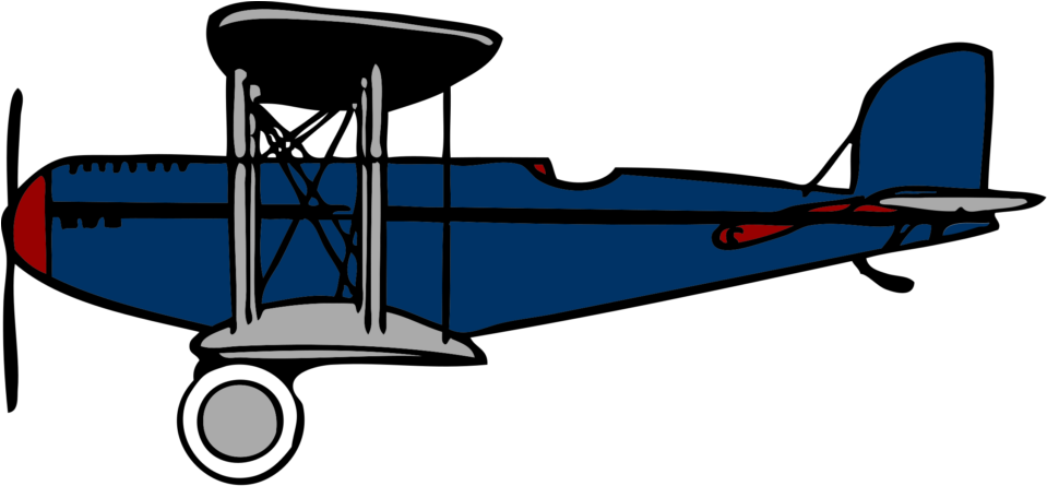 Airplane - Biplane Clipart (1619x750)