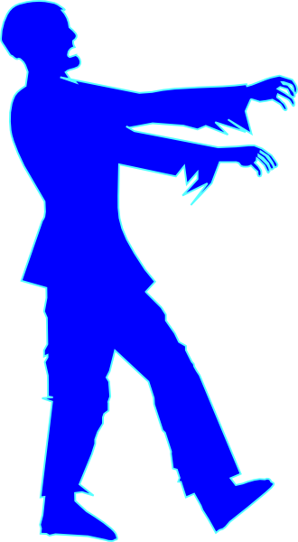 Blue Zombie Clip Art - Zombie Silhouette (330x600)